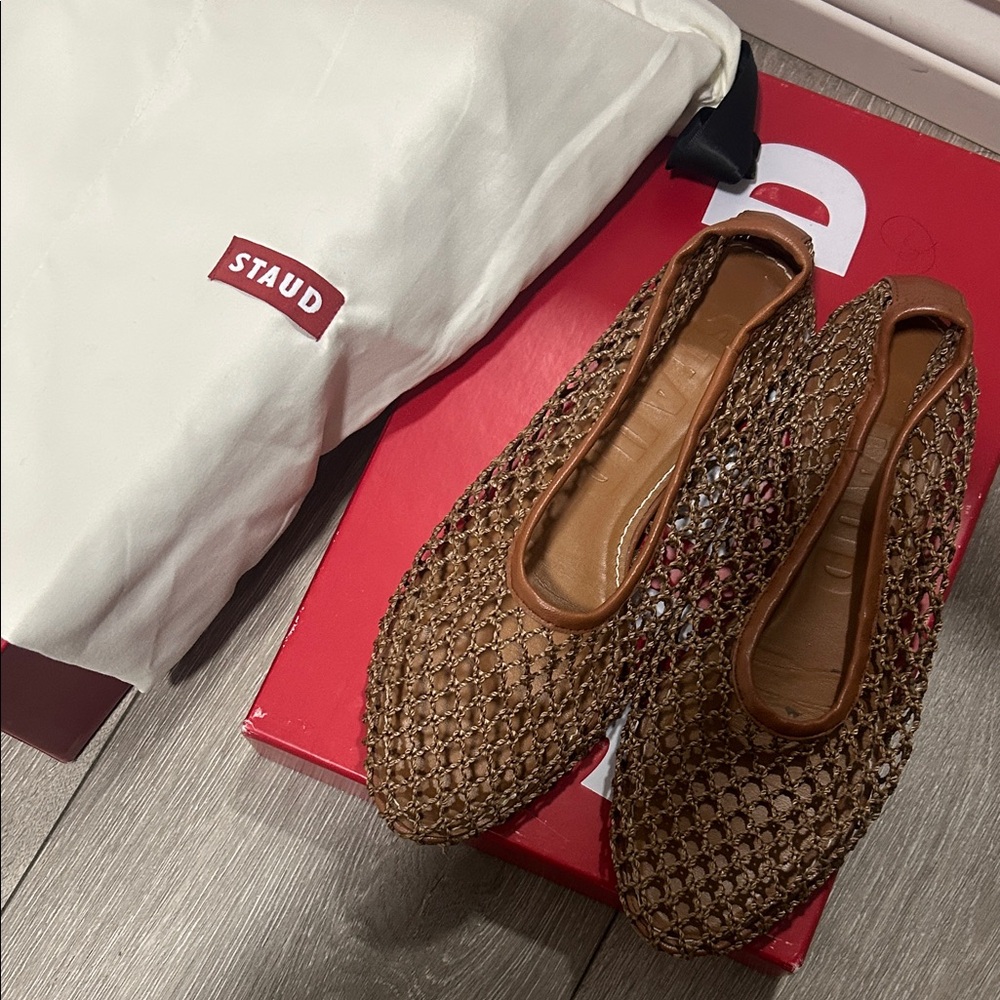 STAUD Brown Mesh Flats